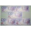 Image 2 : 5 Consecutive 2005 Bank of Canada $10 Bank Notes - Choice Uncirculated