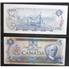 Image 2 : Low - Matching Serial # Bank Of Canada $5 Bank Notes - 2 Different Years! (1972 & 1979) - Uncirculat