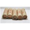 Image 2 : 5 x 1966 Original Bank of Montreal Small One Cent Penny Coin Bank Rolls - Unopened
