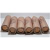 Image 2 : 5 x 1964 Original Canada Small One Cent Penny Coin Bank Rolls - Unopened