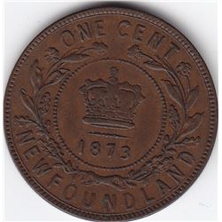 1873 Newfoundland Canada One Cent Coin - VF+/EF