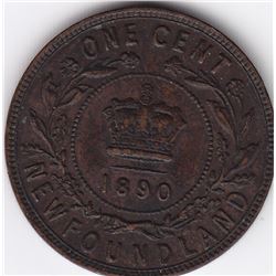 1890 Newfoundland Canada One Cent Coin - EF+