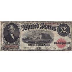 1917 USA $2 Two Dollar Bank Note - Large Bill - Fine + - Red Seal