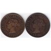 Image 2 : 1886 & 1890-H Canada Victorian Large One Cent Coins - VG - Fine