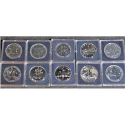 10 Canada Brilliant Uncirculated 50% Silver $1 Dollar Coins By RCM