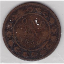 1859 Canada ICCS Graded Large One Cent Coin - G-4, DP N9 #2 Varient