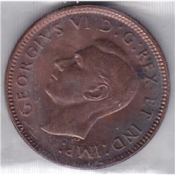 1944 Canada ICCS Graded Small One Cent Coin - MS-63, Red & Brown
