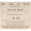 Image 3 : 1946 Canada ICCS Graded Small One Cent Coin - MS-63, Red & Brown