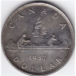 1937 Canada Silver $1 Dollar Coin - AU, Details