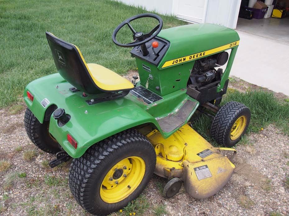 John Deere 312 Garden Tractor and Attachments (Mower and Tiller)