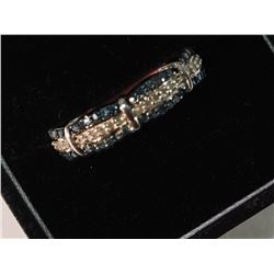 #1-STERLING SILVER BLUE DIAMOND(0.40CT) & WHITE