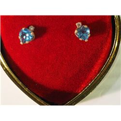 #6-10K GOLD BLUE TOPAZ HEART-SHAPED EARRINGS