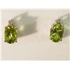 Image 1 : #13-STERLING SILVER PERIDOT & DIAMOND EARRINGS