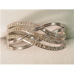 #15-STERLING SILVER DIAMOND(0.40CT) RING W/ COA SIZE 7