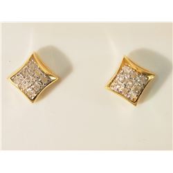 #16-STERLING SILVER GOLD PLATED DIAMOND EARRINGS