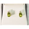 Image 1 : #23-STERLING SILVER PERIDOT & DIAMOND EARRINGS