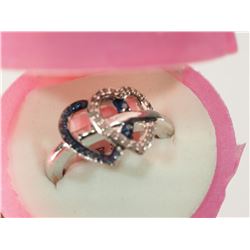 #25-STERLING SILVER BLUE DIAMOND(0.20C) & WHITE