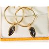 Image 1 : #27-14K GOLD BLACK DIAMOND(1.30CT) HOOP EARRINGS
