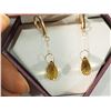 Image 1 : #29-10K GOLD CITRINE TEAR DROP EARRINGS W/ COA