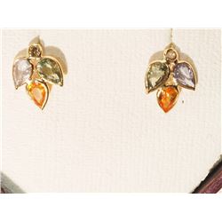 #34-14K GOLD MULTI-COLOURED SAPPHIRE(3.20CT) &