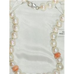 #50-STERLING SILVER CLASP POLY CORAL & FRESHWATER