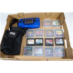 SEGA GAME GEAR WITH 14 GAMES & PROTECTIVE CARRYING