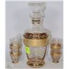 Image 1 : GOLD TONE DECANTER SET WITH 4 SHOT GLASSES
