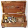 Image 1 : ESTATE WOODEN JEWELRY BOX WITH AN ASSORTMENT OF