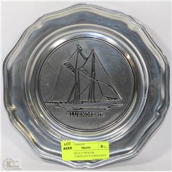 BLUENOSE II, 9" PEWTER COLLECTOR PLATE STAMPED RWP