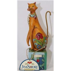 "POSH" BROWN CAT/ROSE/REACHING FIGURINE