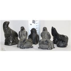 FLAT OF EIGHT SOAPSTONE CARVINGS