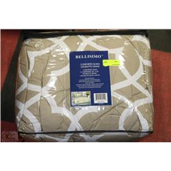 BELLISIMO BEIGE & WHITE QUEEN COMFORTER
