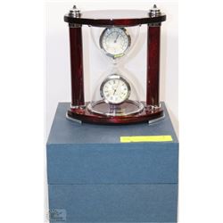 HOURGLASS DESK CLOCK WITH THERMOMETER