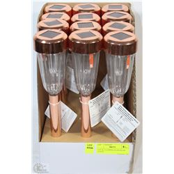 LOT OF 12 COPPER COLOR SOLAR  LIGHTS
