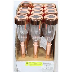 LOT OF 12 COPPER COLOR SOLAR  LIGHTS