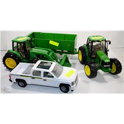 SET OF 4 JOHN DEERE TRACTOR & PICK UP TRUCK