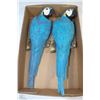 Image 1 : PAIR OF TWO BLUE HANGING PARROTS