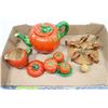 Image 1 : TOMATOE TEA POT SET WITH CREAMER, SUGAR DISH,