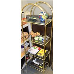 4 SHELF BRASS AND GLASS STAND 58.5" TALL