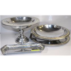 SET OF TOWLE SILVERSMITH TRAYS, PLATE, & DISHES