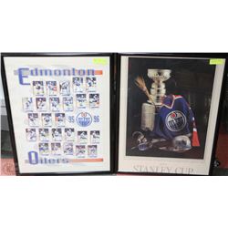 LOT OF 2 EDMONTON OILERS 1995-96 POSTER FRAMED &