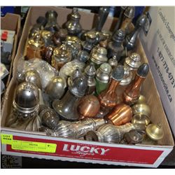 LOT OF SILVER & SILVER PLATED SALT+PEPPER SHAKERS