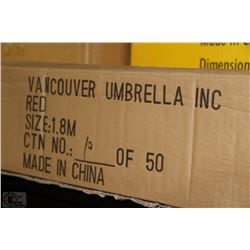 NEW RED PATIO UMBRELLA W/ 7"WIDE LOGO