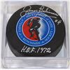 Image 1 : JEAN BELIVEAU HALL OF FAME 1972 SIGNED PUCK W/COA