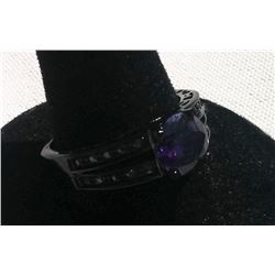 BLACK TITANIUM & AMETHYST RING