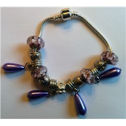 PANDORA STYLE BRACLET IN SHADES OF MAUVE