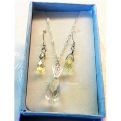 HAND SET CLEAR SWAROVSKI PENDANT & EARRINGS