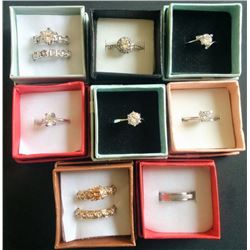 LOT OF 8 SWAROVSKI CRYSTAL & CZ FASHION RINGS