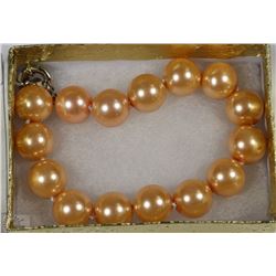 #33-12mm SEASHELL PEARL NECKLACE - PEACH