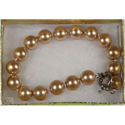 #29-10mm SEASHELL PEARL BRACELET - GOLDEN BROWN